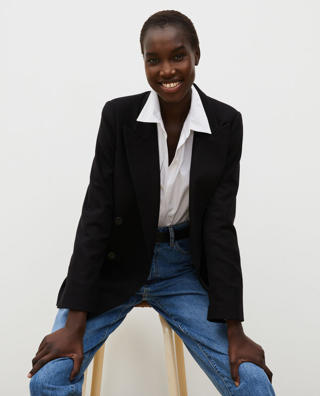 Überkreuzter Blazer aus Wolle Black beauty