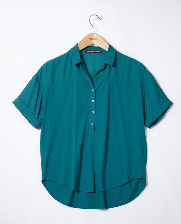 Bimaterial-Bluse Harbor blue