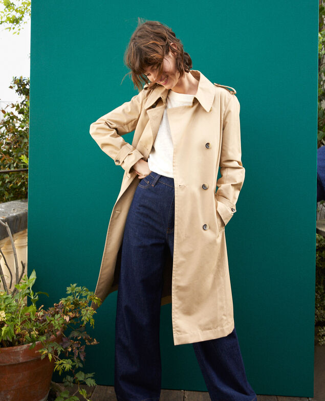 Halblanger Trenchcoat Travertine