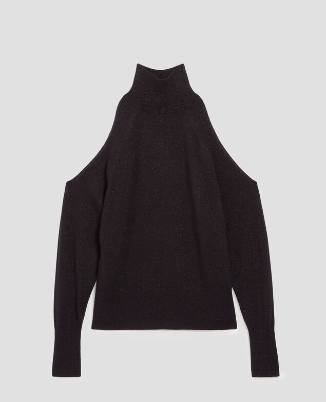 Pullover mit Cut-out an der Schulter H099 black lurex
