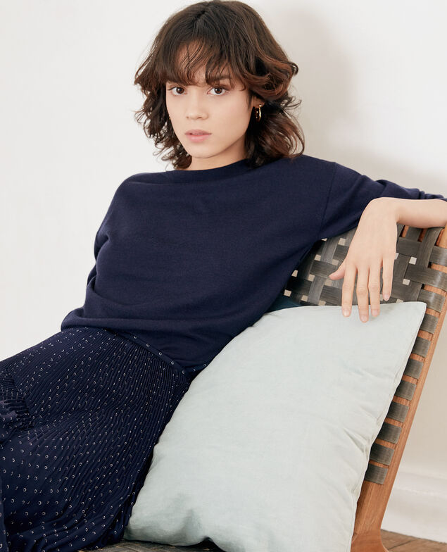 Materialmix-Pullover Ring dots marine