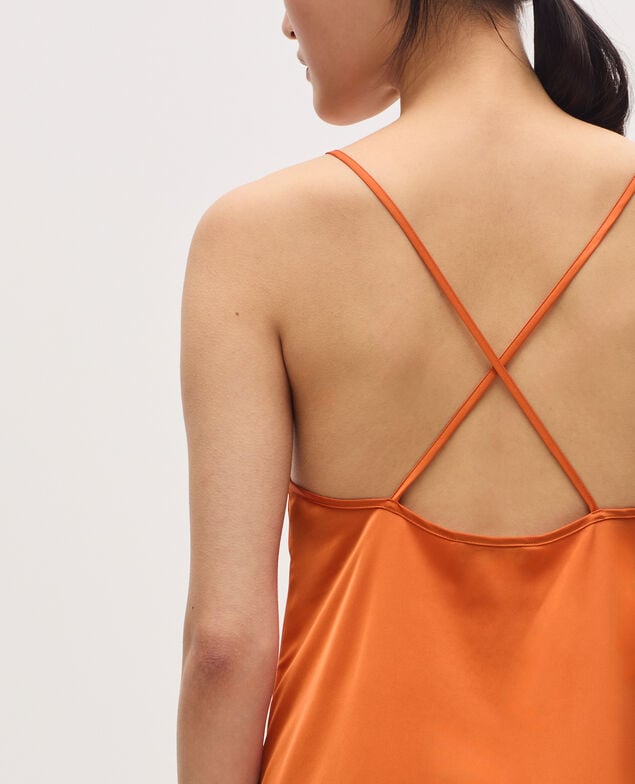 Langes satiniertes Nuisette-Kleid K240 apricot orange