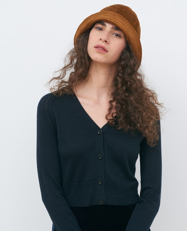 Kurzer Cardigan aus Baumwolle und Seide Black beauty