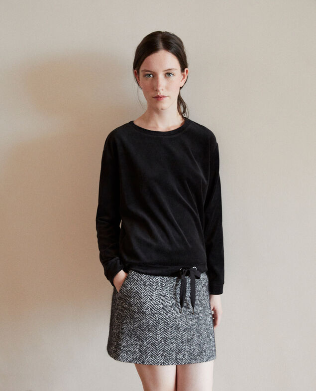 Sweatshirt aus Samt Schwarz