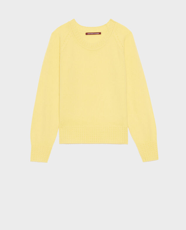 Pullover aus Kaschmir mit Rundkragen Lemon drop