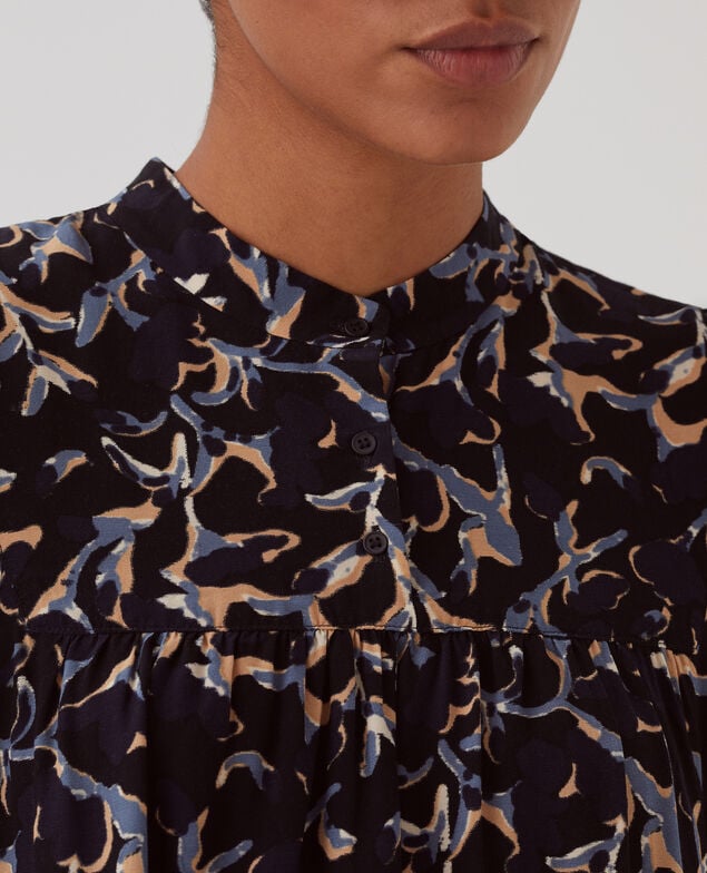 Kurzes Kleid mit fließendem Fall I686 new fl ikat navy