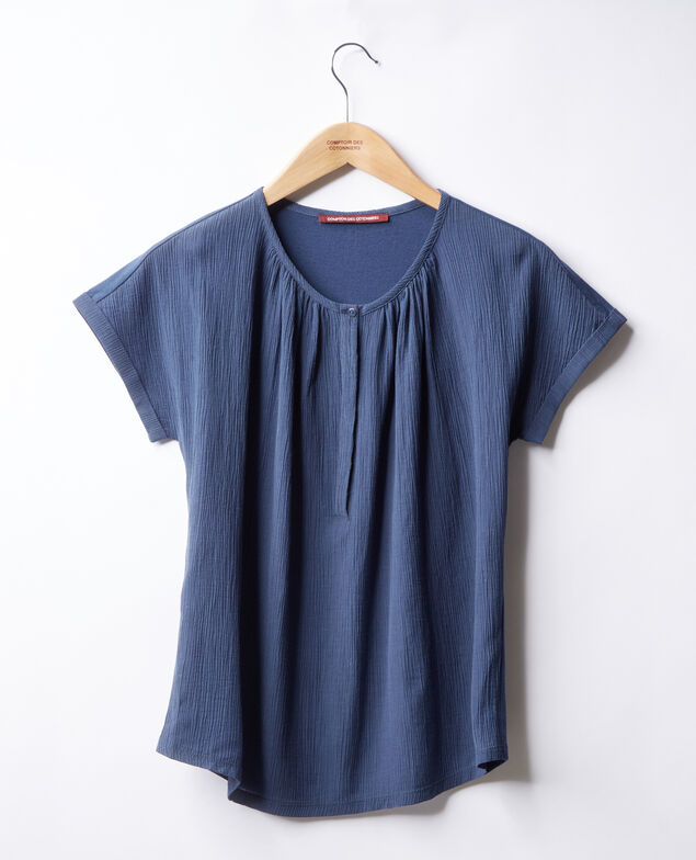 T-Shirt aus Bimaterial Indigo