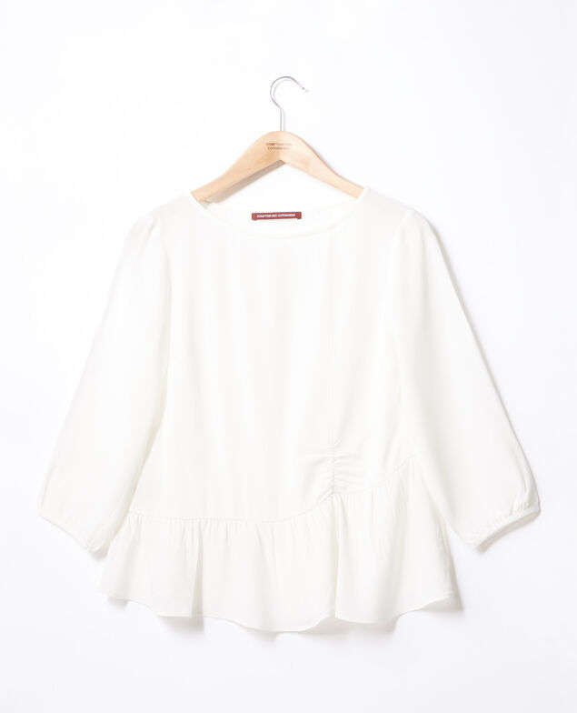 Bluse mit Rundhalsausschnitt Weiß