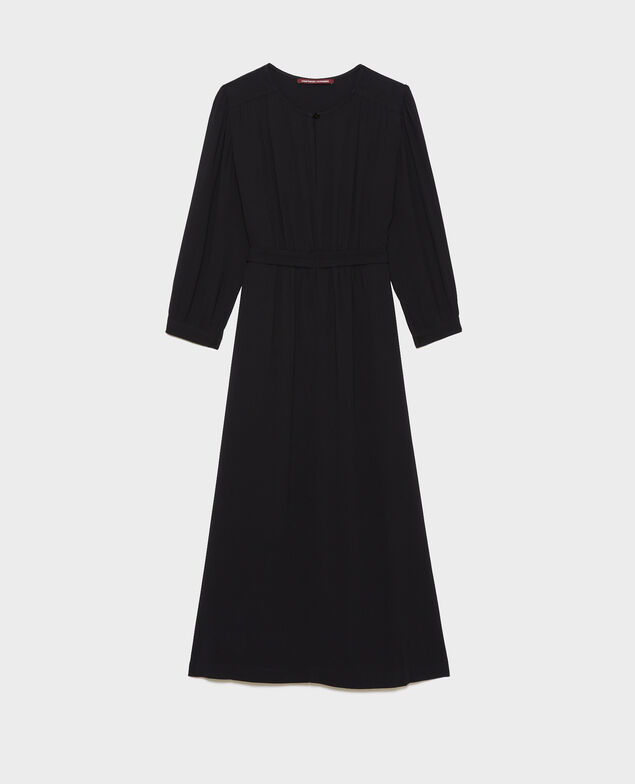 Tailliertes Maxi-Kleid mit fließendem Fall Black beauty