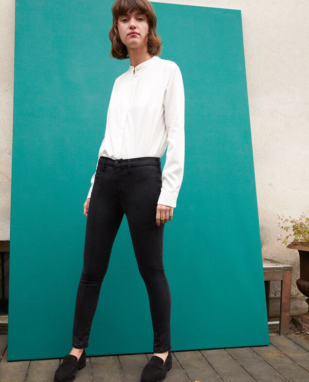 Skinny-Jeans mit 7/8-Cropped-Länge Schwarz