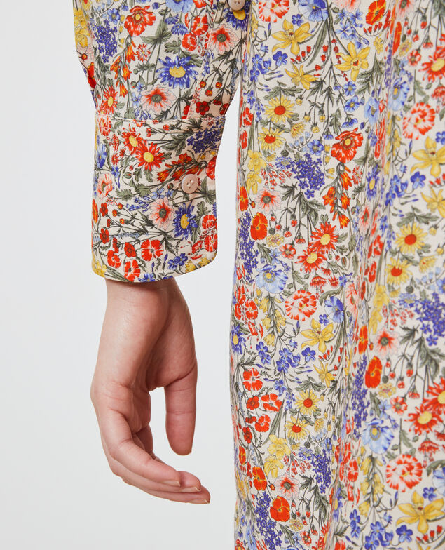 Hemdkleid aus Baumwolle und Seide Prairie gardenia