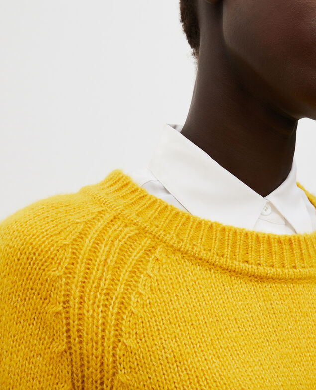 Weiter Wollpullover mit U-Boot-Ausschnitt Lemon curry