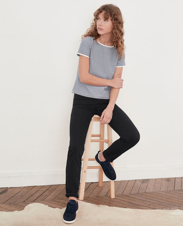 Jeans in Zigarettenform mit Pfirsichhauteffekt Navy