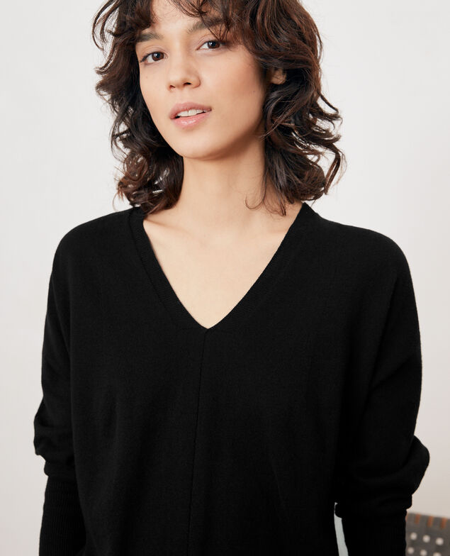 Oversize-Pullover aus Baumwolle und Kaschmir Noir