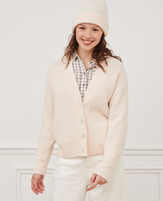 Cardigan aus Schurwolle 8801 01 offwhite