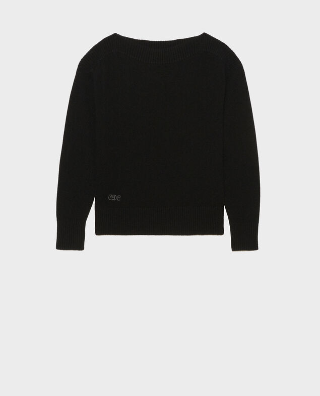 Pullover aus Kaschmir mit U-Boot-Kragen Black beauty