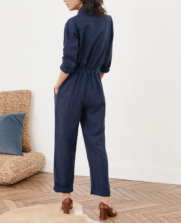 Safari-Overall mit Leinen Marine