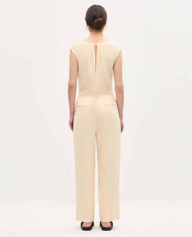 Jumpsuit aus satiniertem Krepp K300 ecru beige