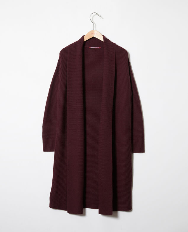 Lange Strickjacke aus Rippstrick Fudge