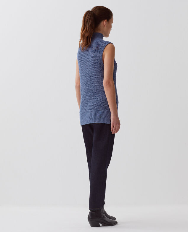 Ärmelloser Pullover I640 gray blue