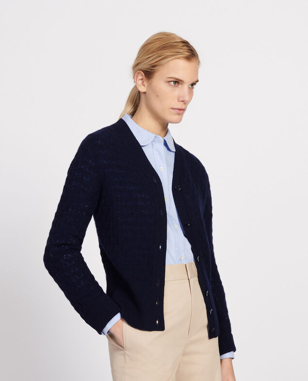 Cardigan mit V-Ausschnitt, 100 % Kaschmir  Maritime blue