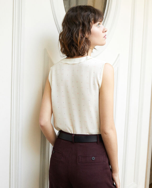 Ärmelloses Top Lotus fan winter white