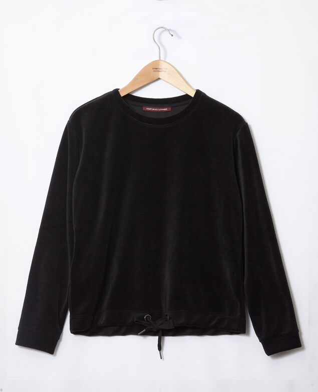Sweatshirt aus Samt Schwarz