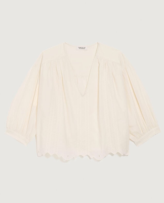 Bestickte Bluse aus Baumwolle H013 gardenia