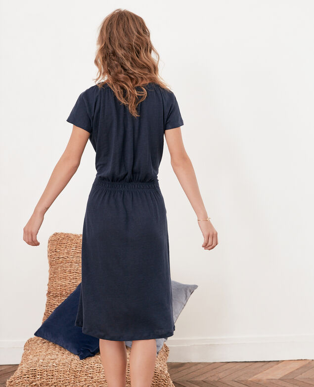 Kleid aus Leinen Navy
