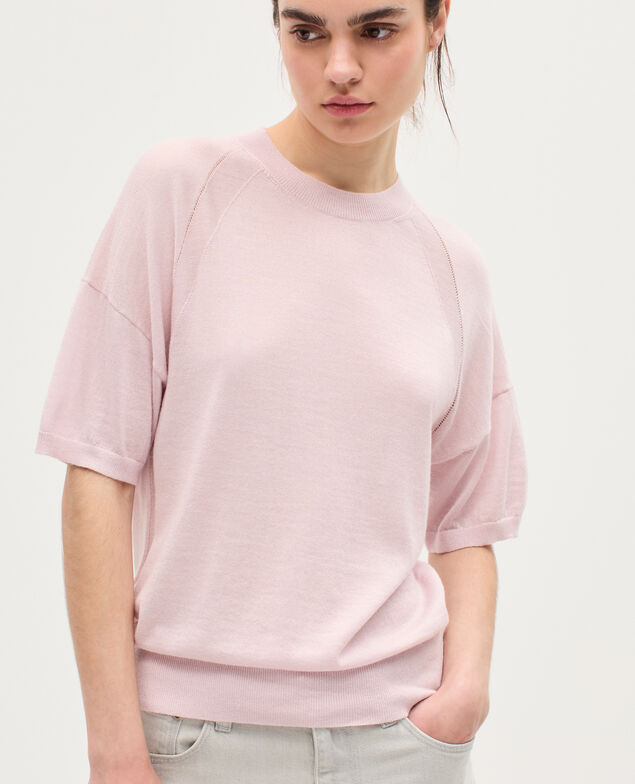 Pullover aus Merinowolle und Seide K100 bloom pink