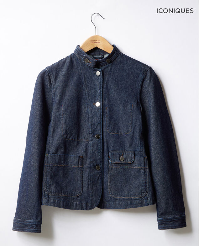 Jeansjacke mit Offizierskragen Indigo