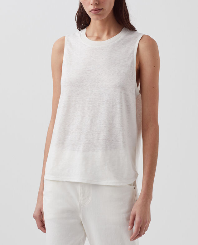 MARCELLE - Top aus Leinen H001 brillant white