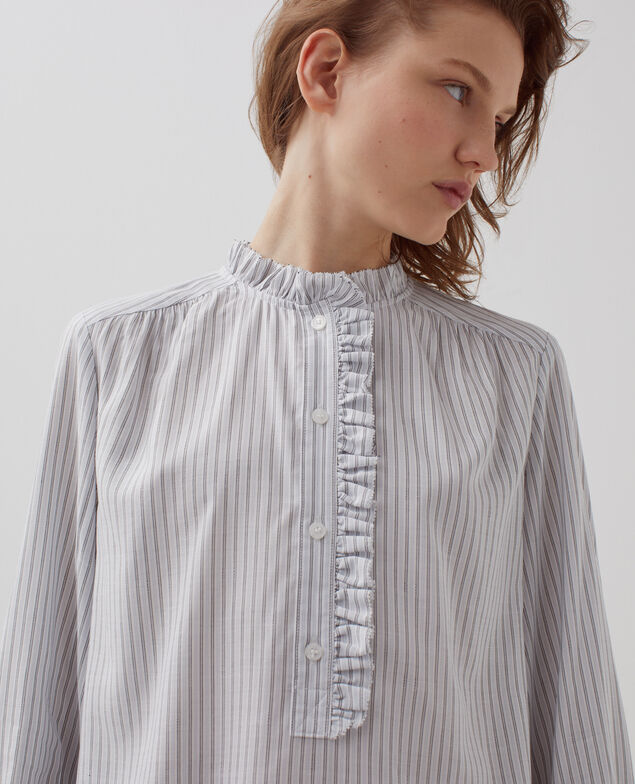 Bluse mit Volant-Details I098 st black blue