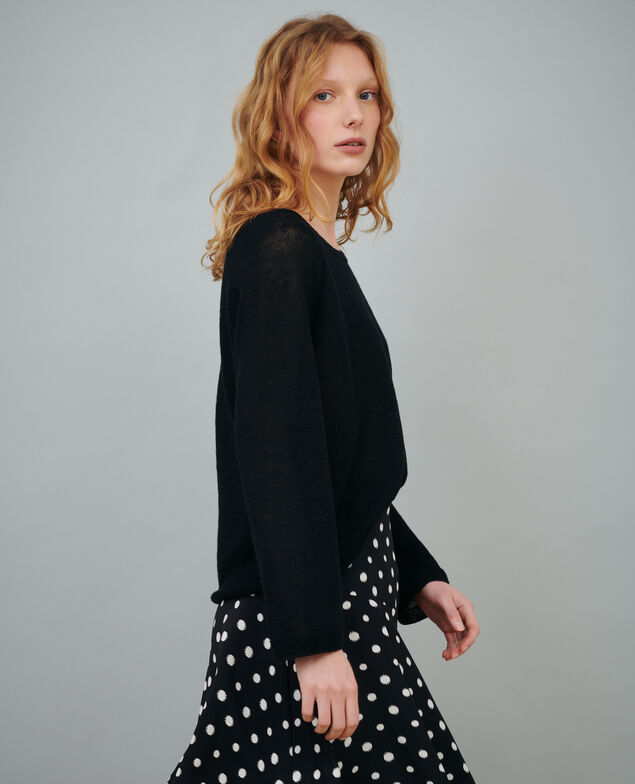 Pullover mit Rundhalsausschnitt aus Leinen 09 black