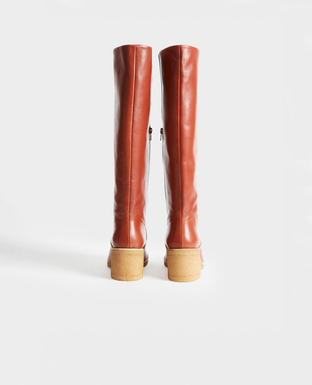 Lederstiefel mit Kreppsohle Brandy brown