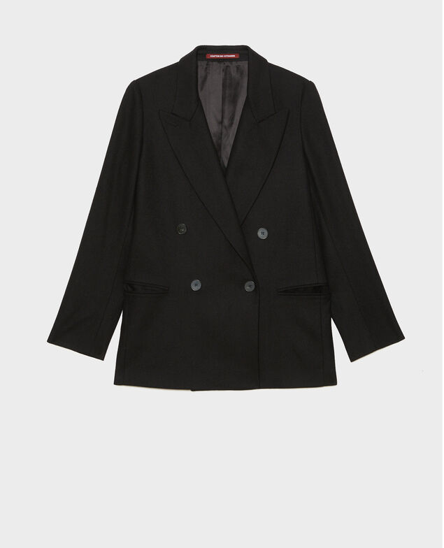 Überkreuzter Blazer aus Wolle Black beauty