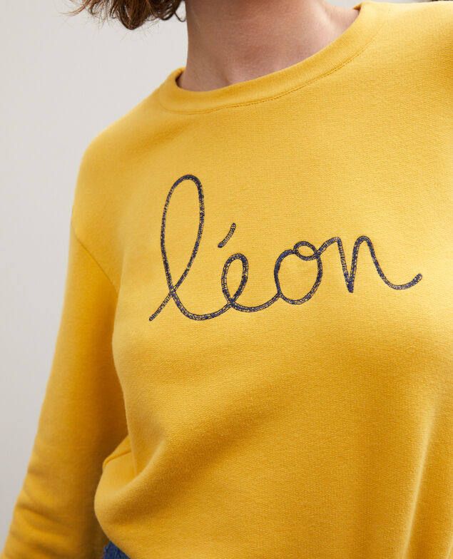 Sweatshirt mit Leon-Stickerei Golden spice/peacoat