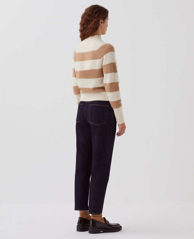 Pullover mit hohem Kragen aus Kaschmir I323 st ivory camel
