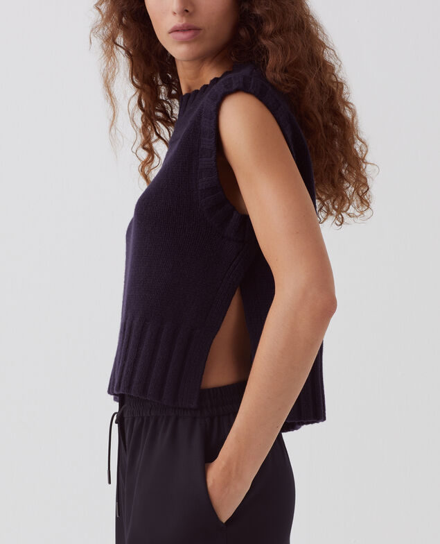 Ärmelloser Pullover aus Wolle H695 night sky