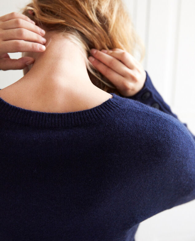 Pullover mit Knöpfen an den Ärmeln 100 % Kaschmir Dark navy