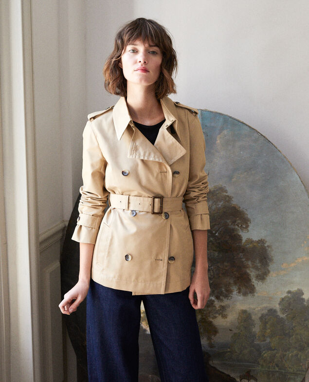 Kurzer Trenchcoat Beige