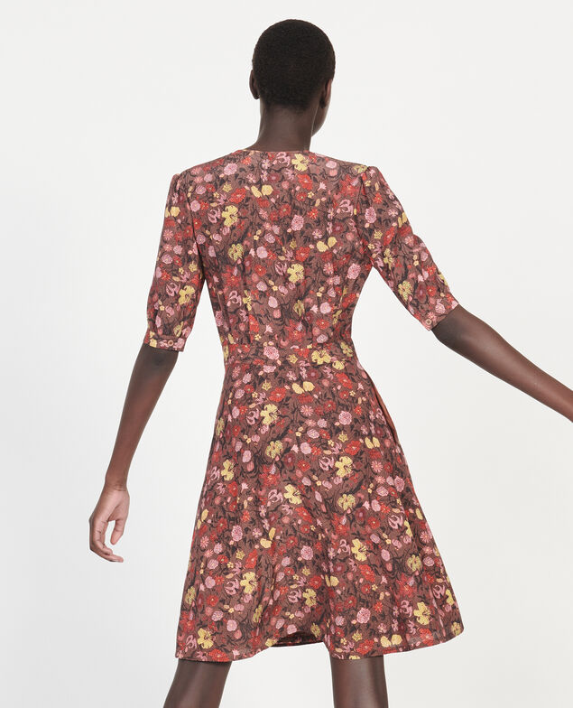  Kurzes Wickelkleid aus Seide mit Flowerprint Print eden tortoiseshell