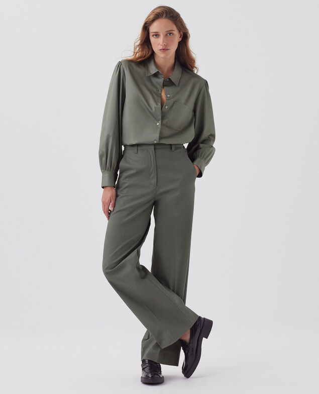 Bluse aus Satin-Baumwolle J560 basil dark green