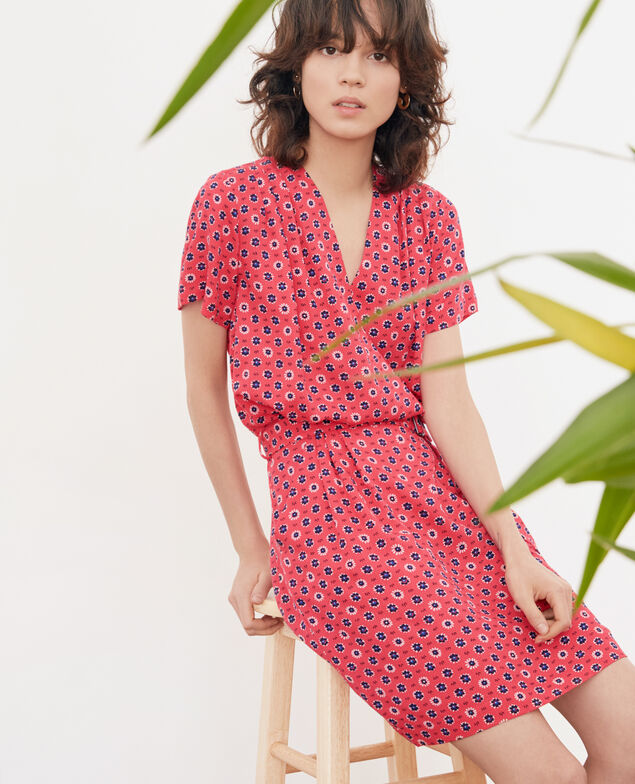 Bedrucktes Kleid mit Schnalle Dandelion ultra pink