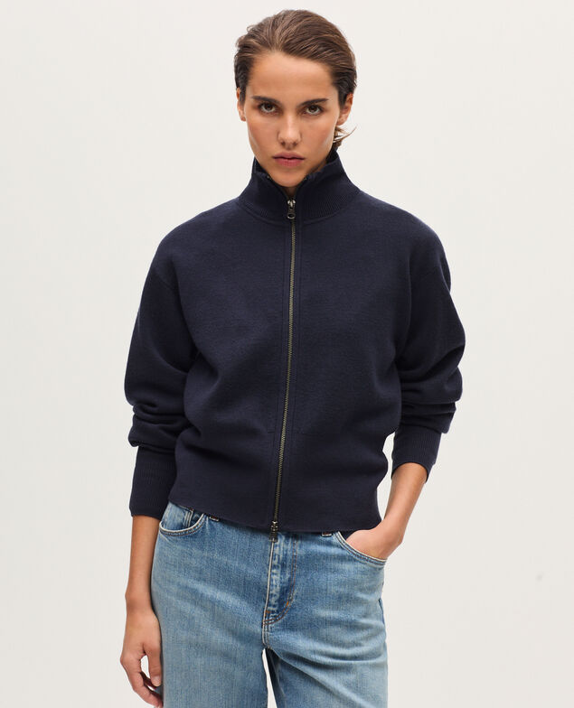Cardigan aus Merinowolle mit Reißverschluss H695 night sky
