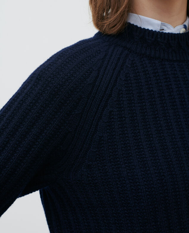 Rippstrickpullover aus Schurwolle Night sky