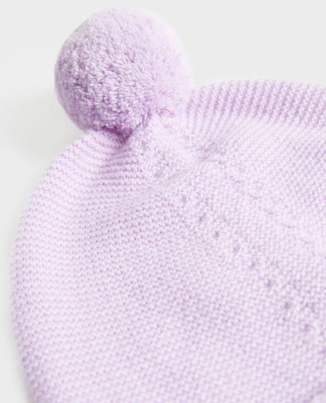 Mütze aus Kaschmir mit Bommel Pastel lilac