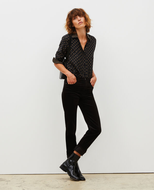 SLIM STRAIGHT - Gerade  5 Pocket-Jeans aus Samt Black beauty