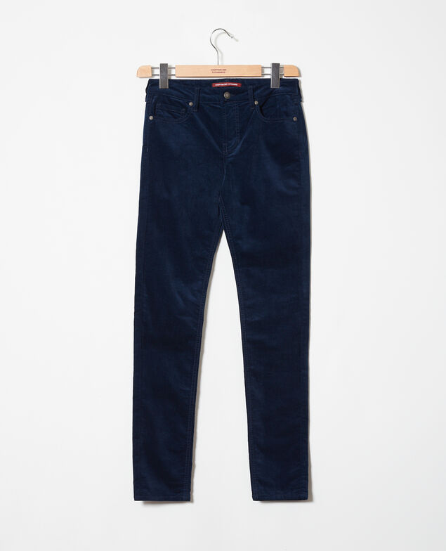 Hose aus glattem Samt Medieval blue