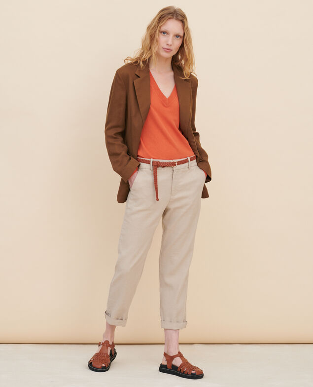 MARGUERITE - Zigarettenhose Oxford tan